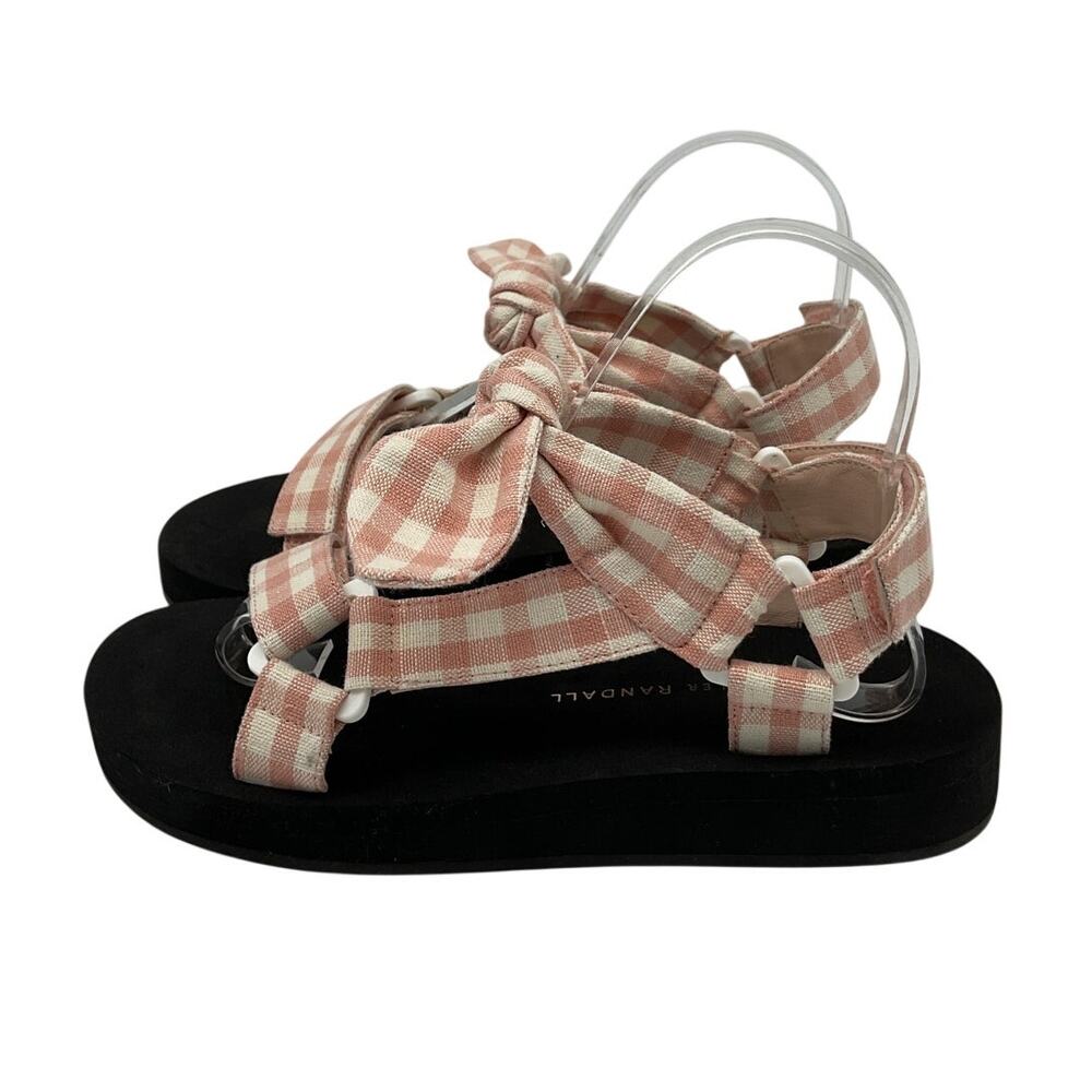 Loeffler Randall Gingham Pink Maisie Platform Sandals Size 6.5 - Picture 2 of 6